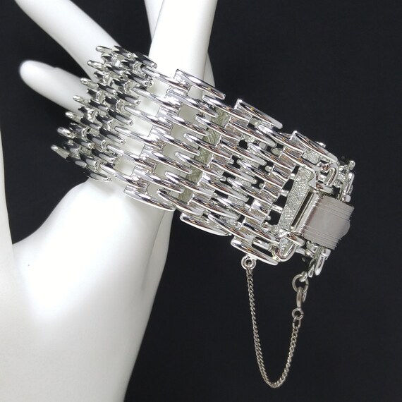 Judy Lee Wide Woven Metal Bracelet, Silver Tone, … - image 4