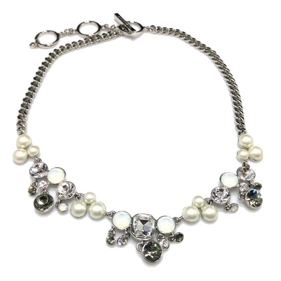 Givenchy Faux Pearl Opalescent Rhinestone Necklac… - image 8