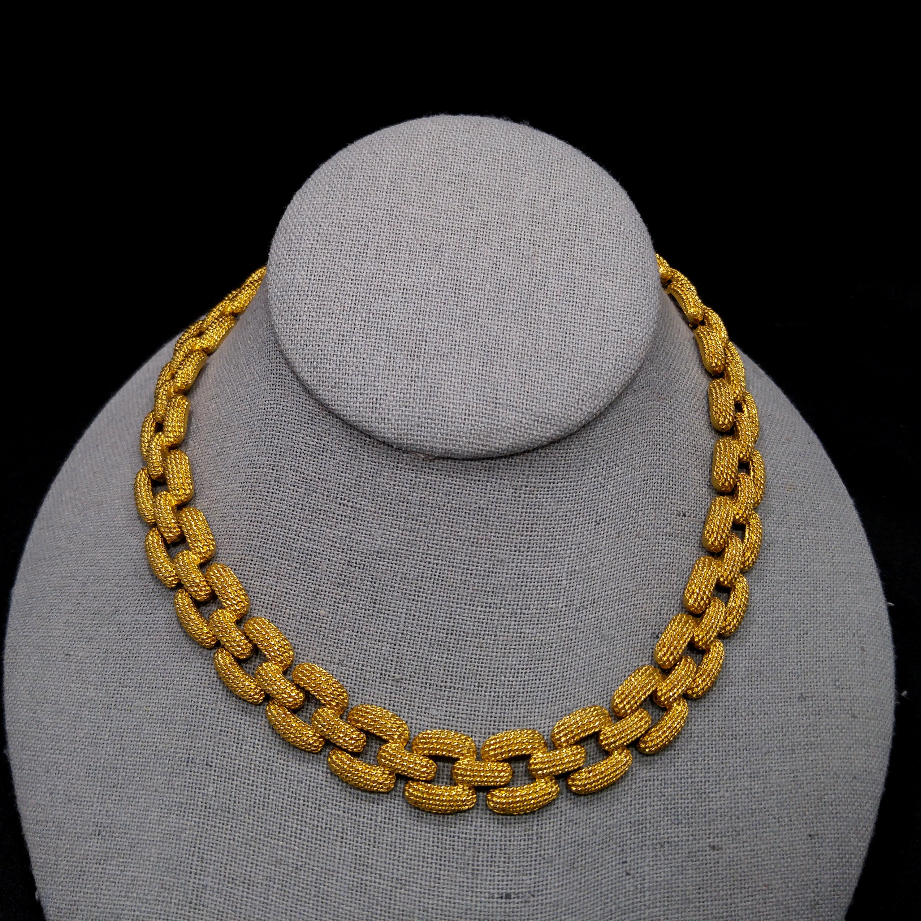 Monet Gold Plated Textured Choker Necklace, Mid Century
