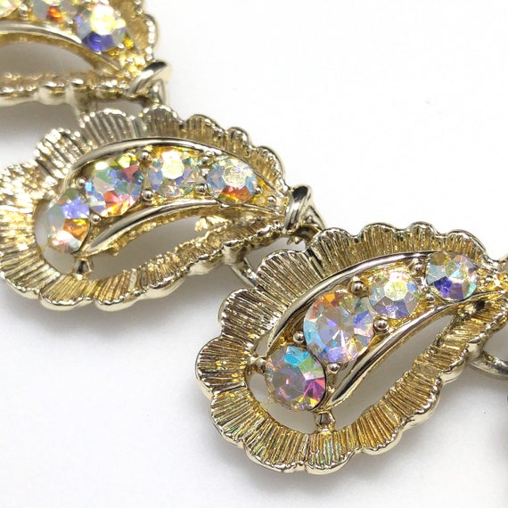 Aurora Borealis Rhinestone Necklace, Gold Plated … - image 5