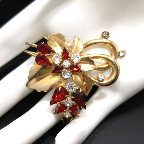 Scitarelli Gold Plated Brooch & Pendant, Red and … - image 3