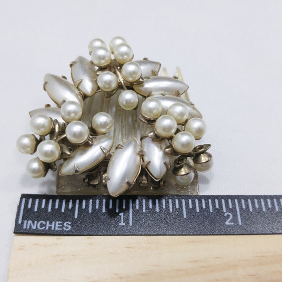 Faux Pearl Wedding Comb, Lucite Confetti Comb, 19… - image 4