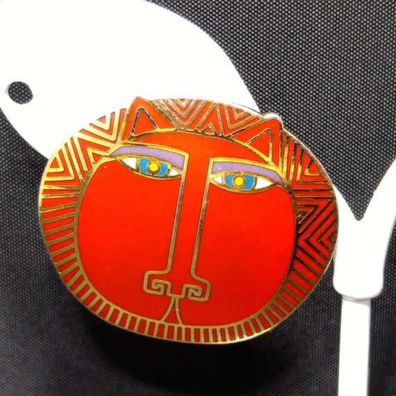 Laurel Burch "Moon Tiger" Red Post Earrings, Gold… - image 3
