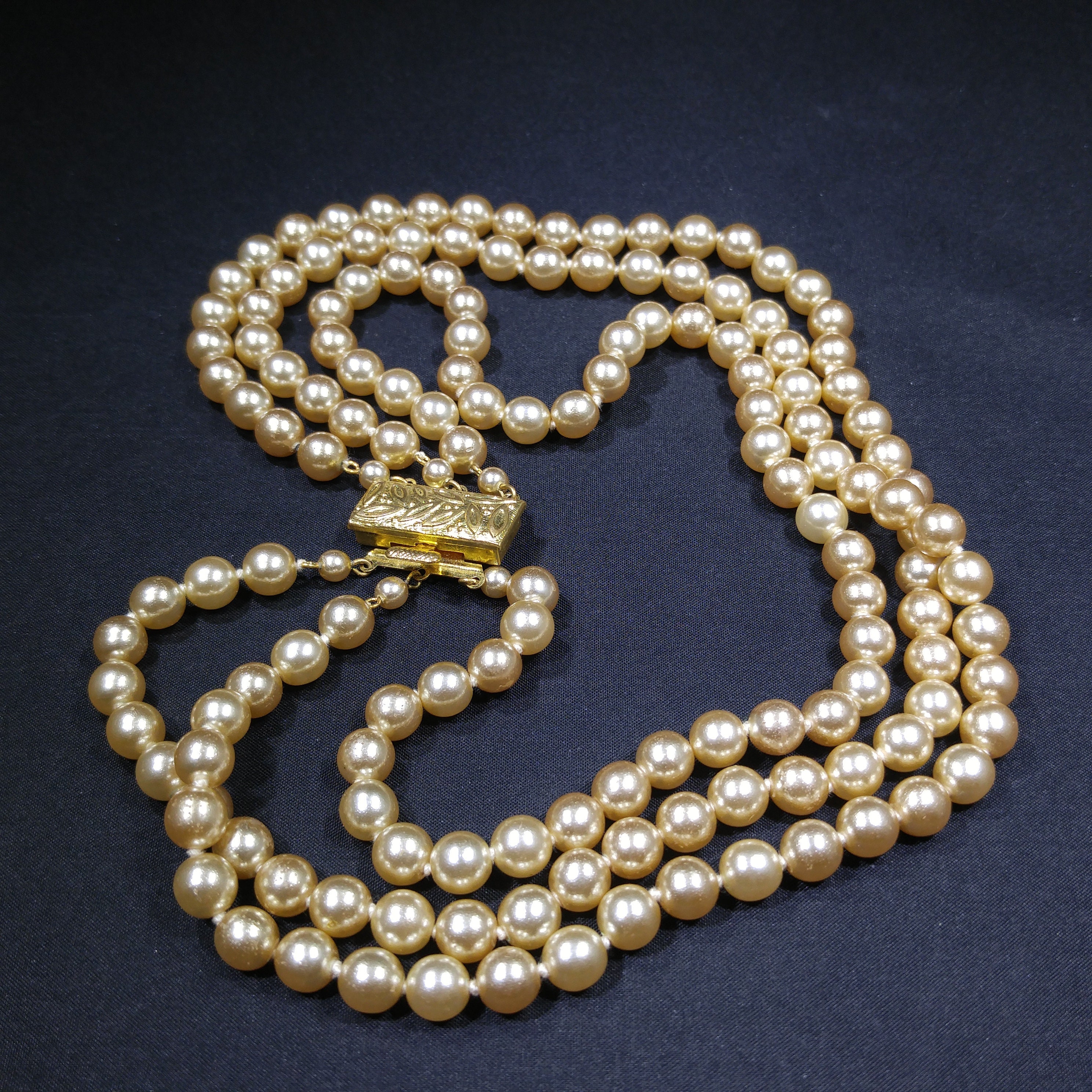 1928 Jewelry Classic 3 Strand Faux Pearl Necklace 16 + 3 Extender