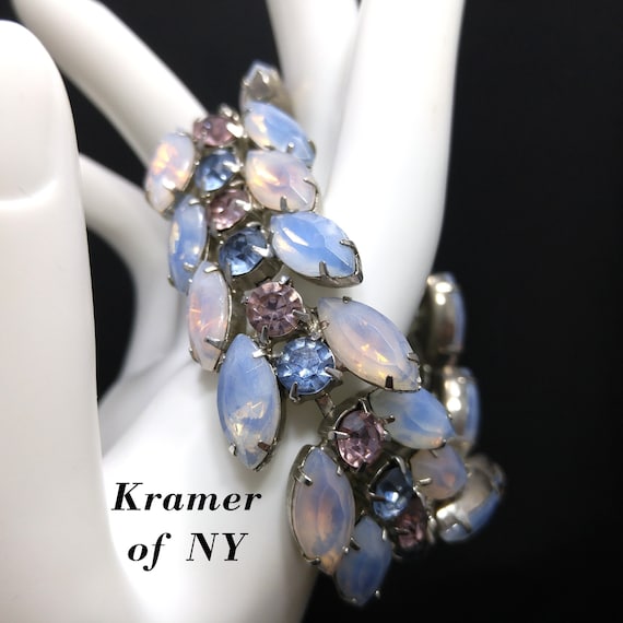 Kramer of NY Pastel Rhinestone Bracelet, Pink Blu… - image 1