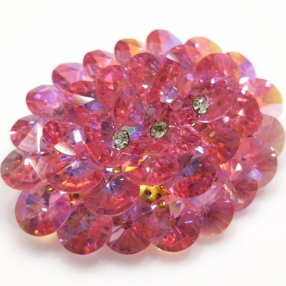 Pink Flat Crystal Brooch & Earrings, Aurora Borea… - image 6