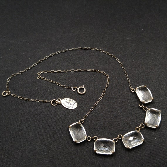 Catherine Popesco Clear Rhinestone Necklace Art Deco France