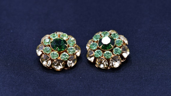 Judy Lee Green Rhinestone Clip Earrings, 1960s Vi… - image 6