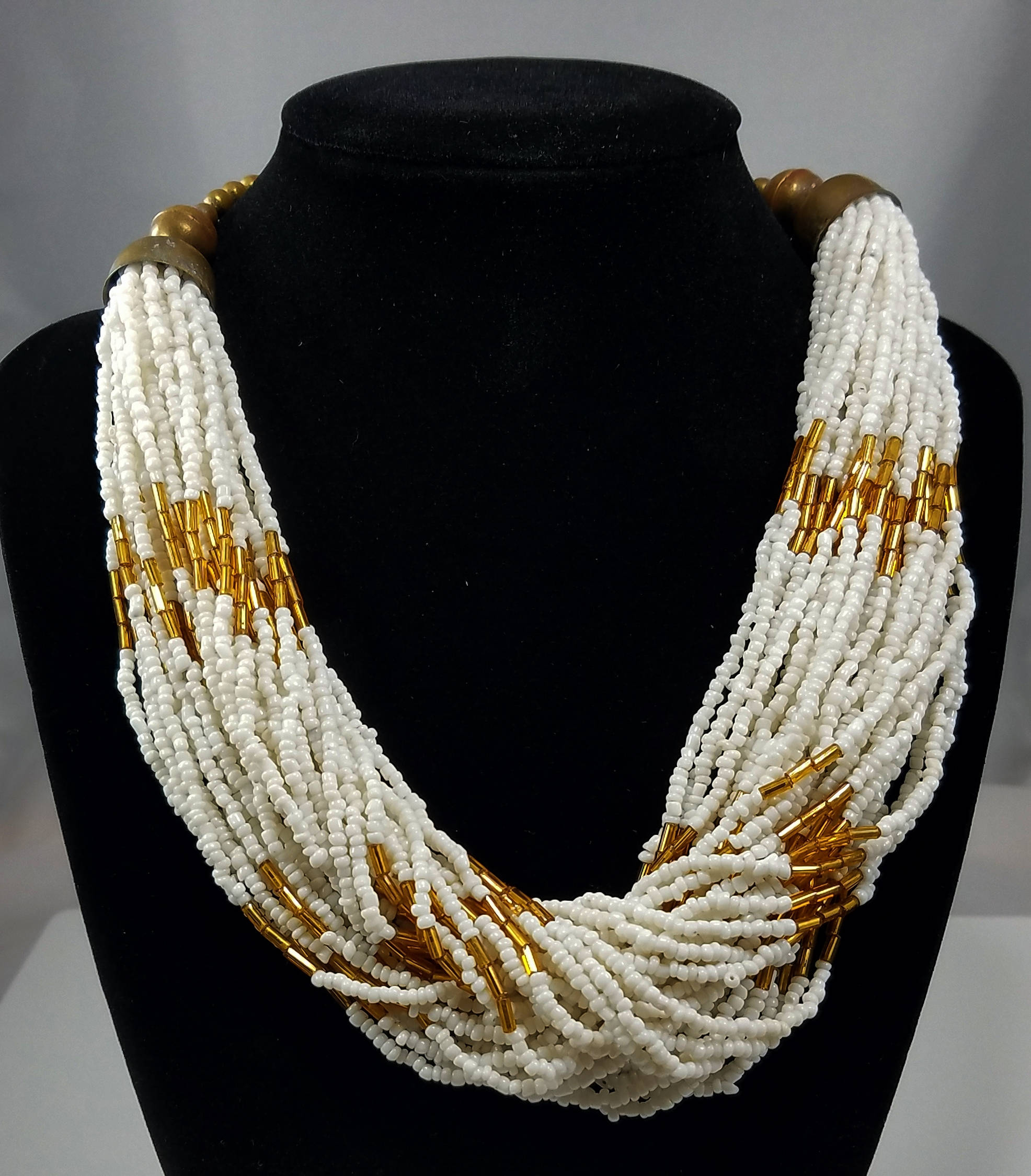 Vintage Seed Bead Multi-strand Choker Necklace, White & Gold, 1980s Vintage Jewelry - Etsy Vintage Seed Bead Multi-strand Choker Necklace, White & Gold, 1980s Vintage Jewelry - Etsy