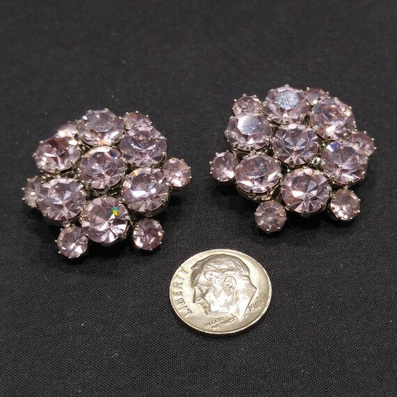 Weiss Light Lavender Rhinestone Earrings, Rhodium… - image 5