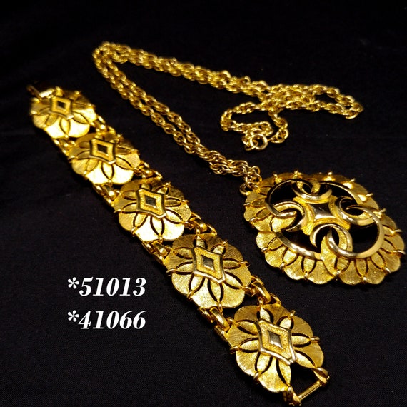 Buy Gold Plated Necklace & Bracelet, Medallion Design, 1960s 