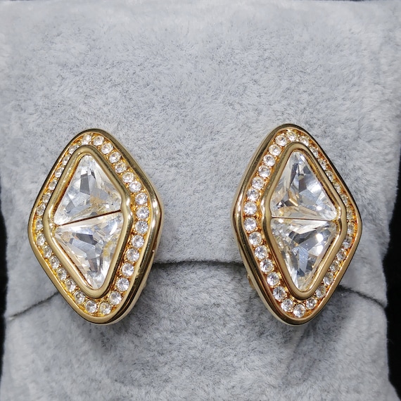 Swarovski Clear Crystal Rhinestone Earrings, Gold… - image 10