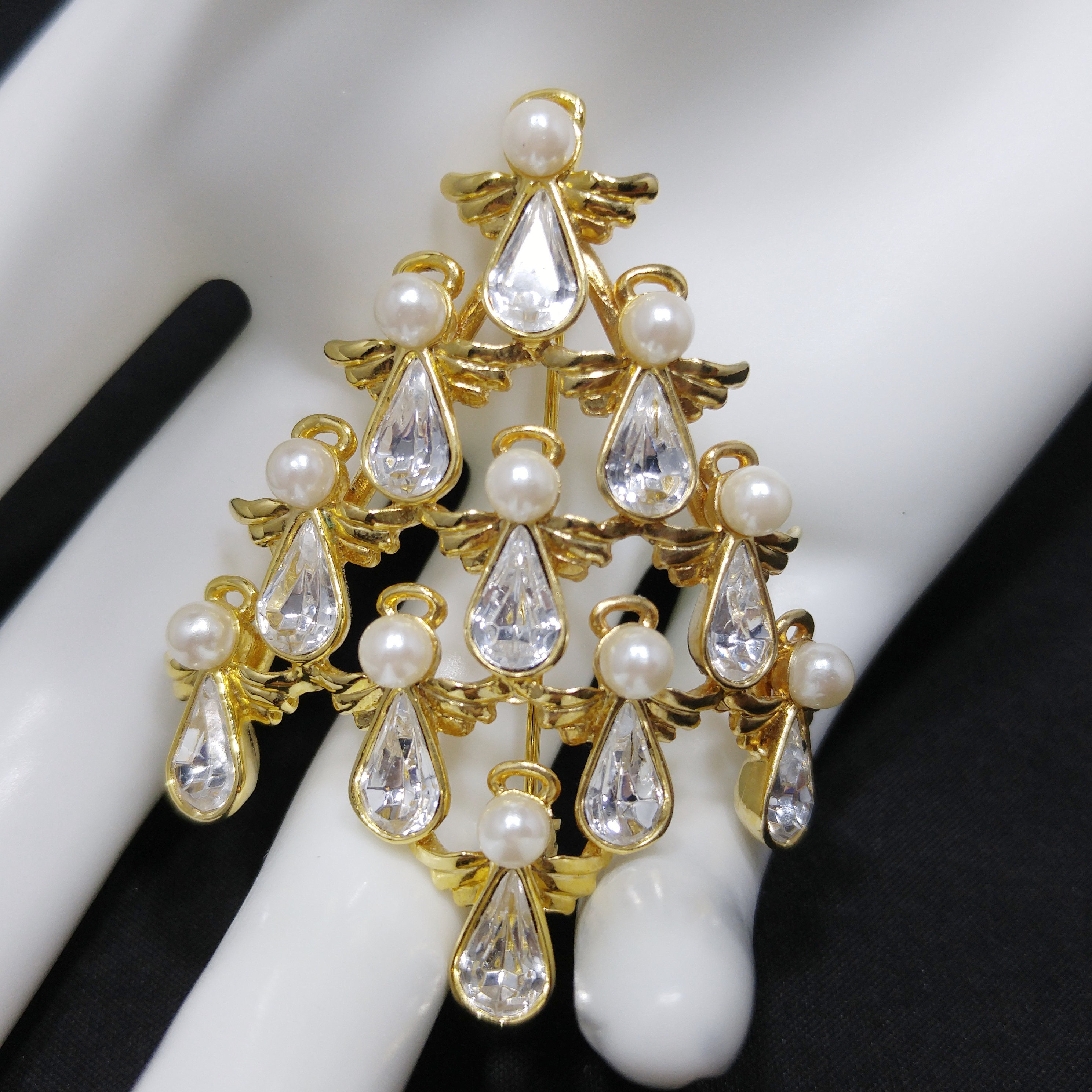 BW Angel Christmas Tree Brooch, Gold Plated, Book Piece BW Angel Christmas Tree Brooch, Gold Plated, Book Piece