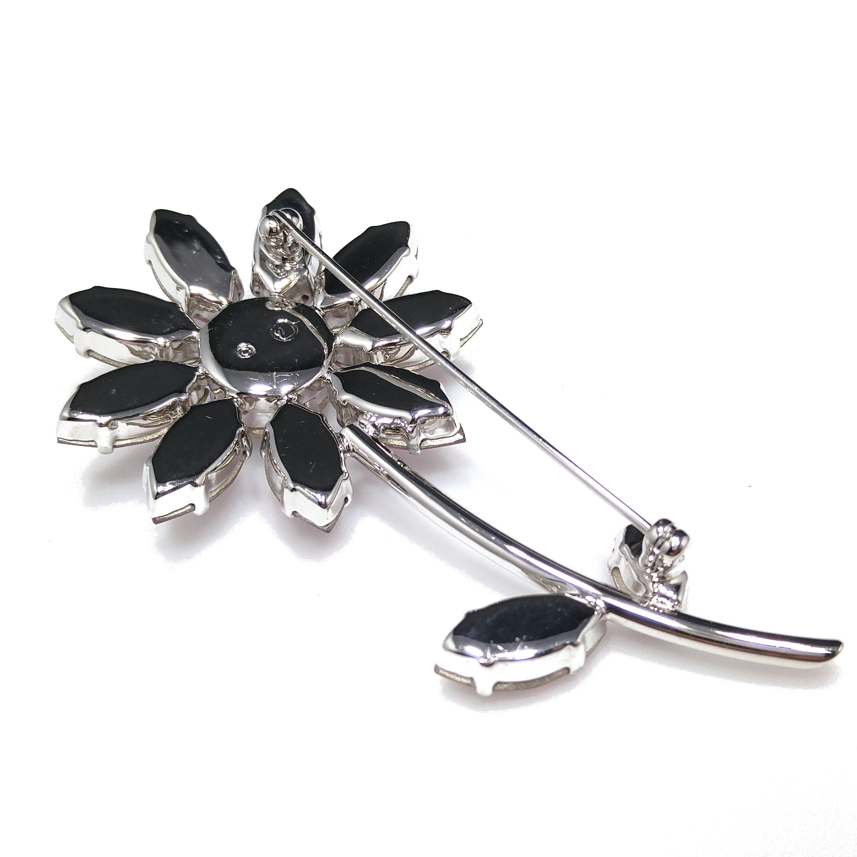 Lonkiktik 3 Pieces Crystal Flower Safety Decorative Pins Brooch Clip Clasp  Pin for Clothing Scarves Shawl Buttons
