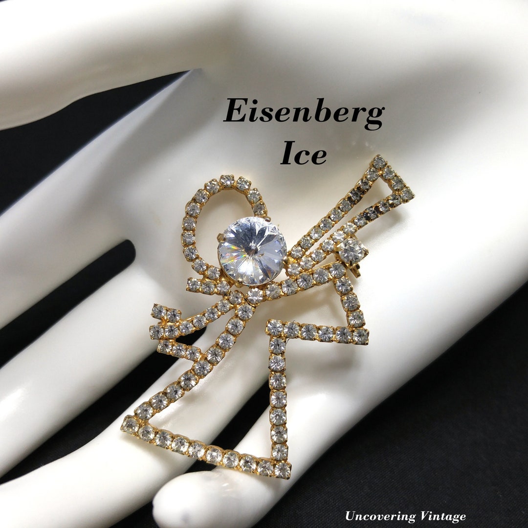 Eisenberg Ice Angel Rhinestone Brooch, Rivoli Clear Rhinestone, 1970s ...