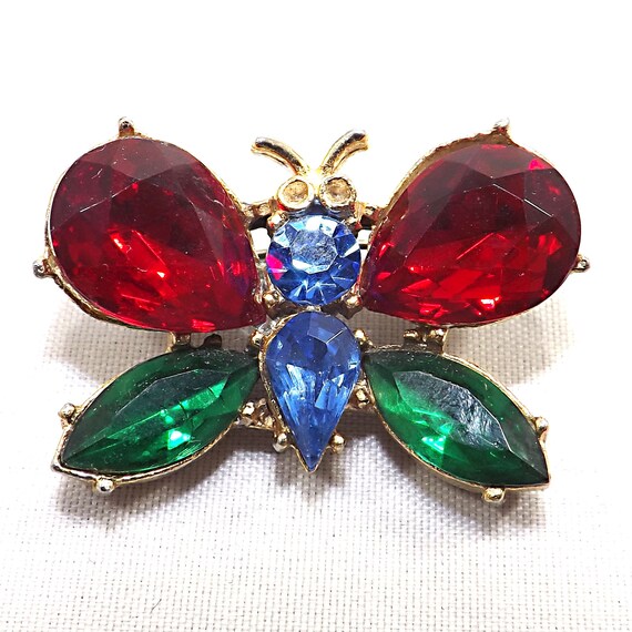 Coro Butterfly Rhinestone Brooch Gold Plated 1940s Vintage Jewelry Etsy