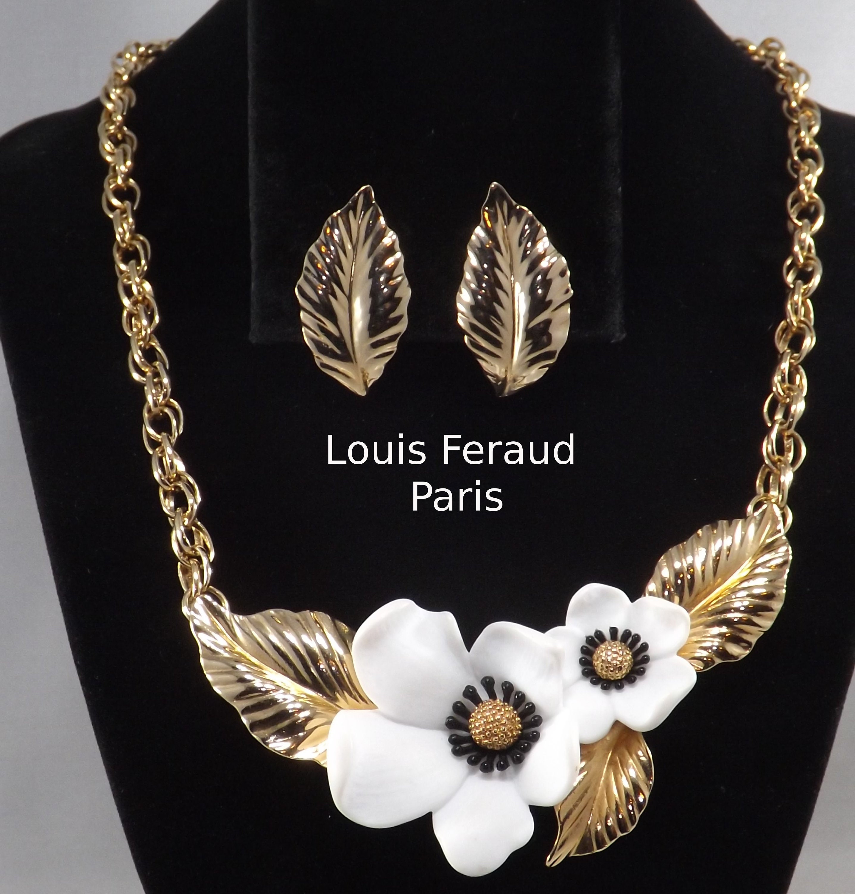 Vintage Louis Feraud of Paris Dogwood Necklace & Matching Clip 