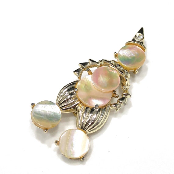 Clown Mother of Pearl Brooch, Gold Tone, 1960s Vi… - image 8