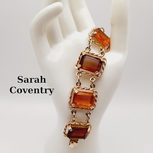 Vintage Sarah Coventry Light Dark Topaz Link Bracelet 1970s