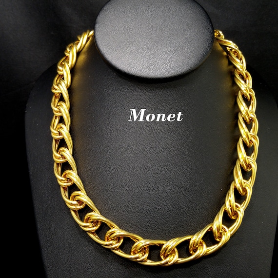 Monet Double Smooth Chain Necklace, Gold Plated, … - image 1