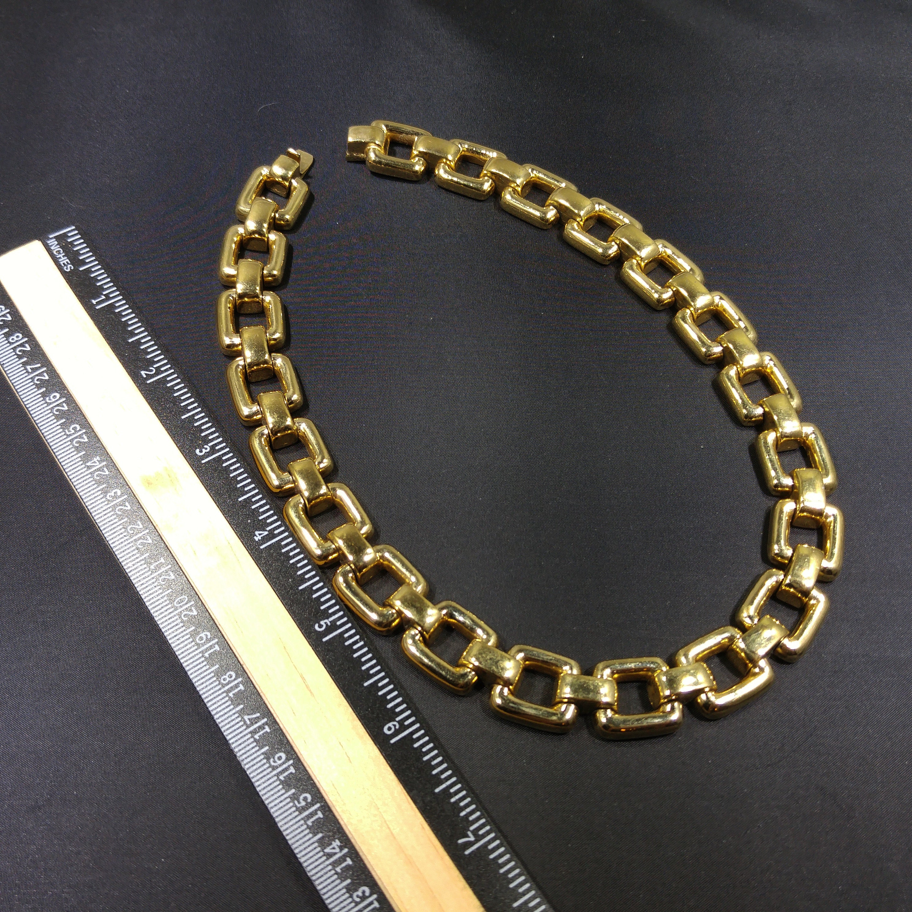 Ciner Gold Chain Choker Necklace, Gold Plated, 1980s Vintage