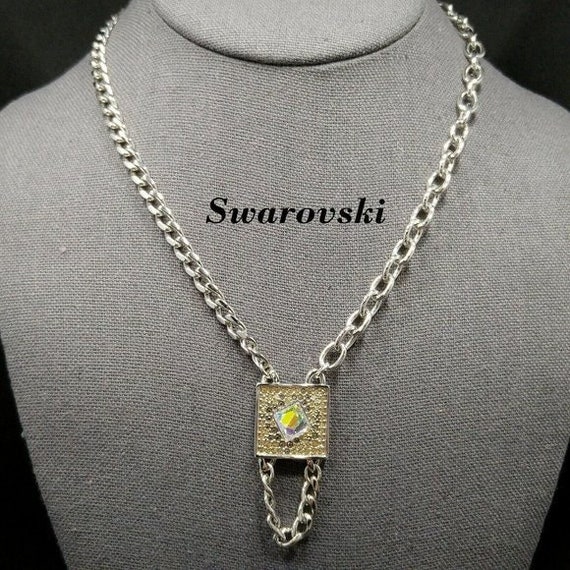 Swarovski Rhinestone Aurora Borealis Pendant Neck… - image 2