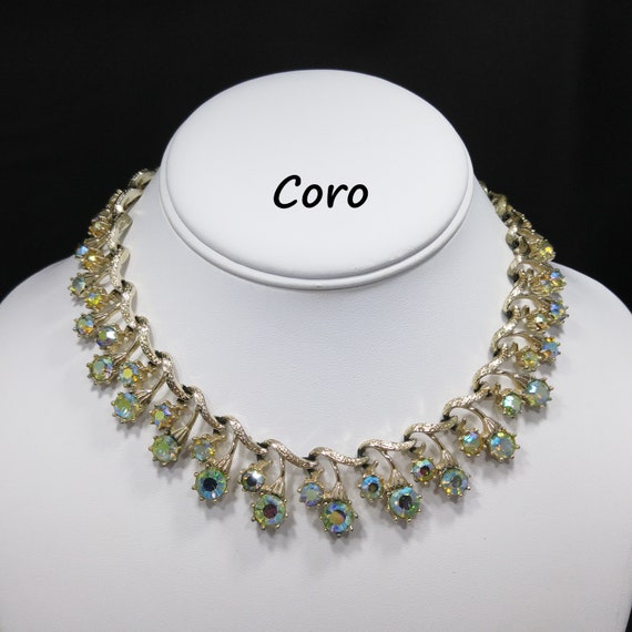 Coro Aurora Borealis Rhinestone Choker Necklace, … - image 1
