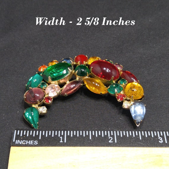 Weiss Fruit Salad Crescent Moon Brooch, Multicolo… - image 7