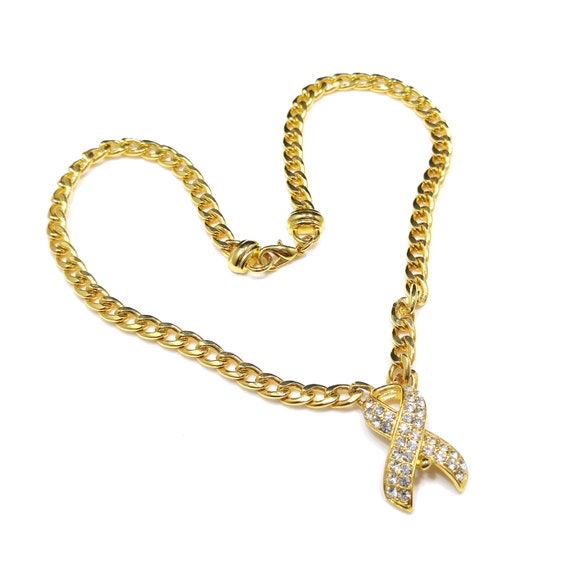 Ivana Trump Rhinestone Ribbon Necklace, Gold Plat… - image 6