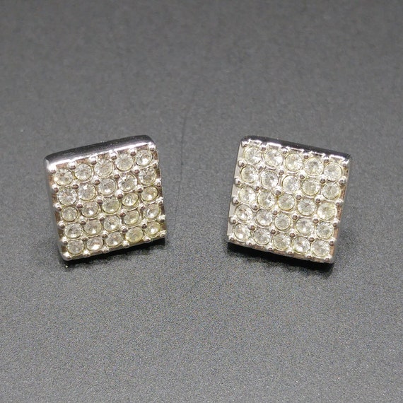 Swarovski Square Rhinestone Post Earrings, Swan L… - image 9