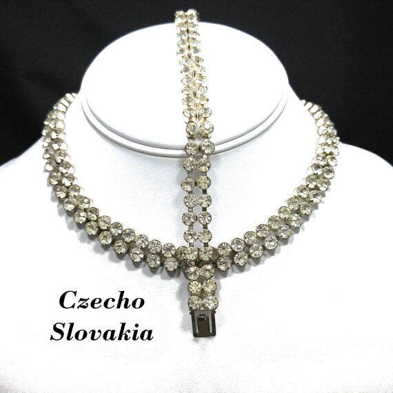 Czecho Slovakia Rhinestone Necklace & Bracelet, C… - image 2