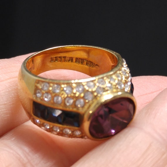 Nolan Miller Purple Gold Plated Ring, US Size 6 3… - image 7