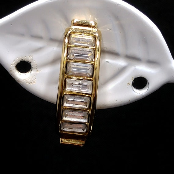 Christian Dior Half Hoop Baguette Rhinestone Clip… - image 2