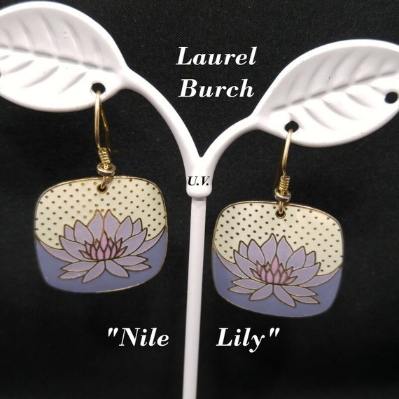 Laurel Burch "Nile Lily" Drop Earrings, Gold Plat… - image 1