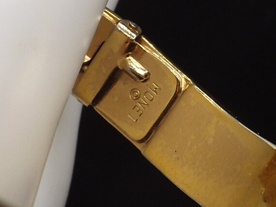 Monet Shell Design Hinged Bracelet, Gold Plated B… - image 9