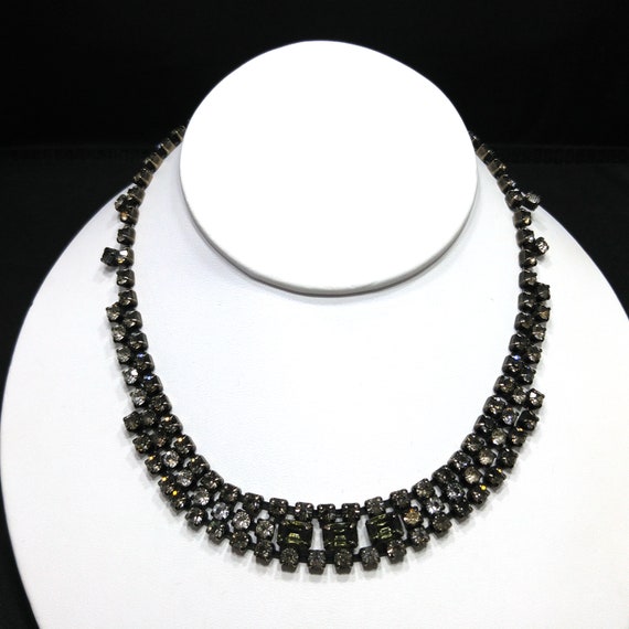 Kramer Black Diamond Rhinestone Choker Necklace, … - image 3