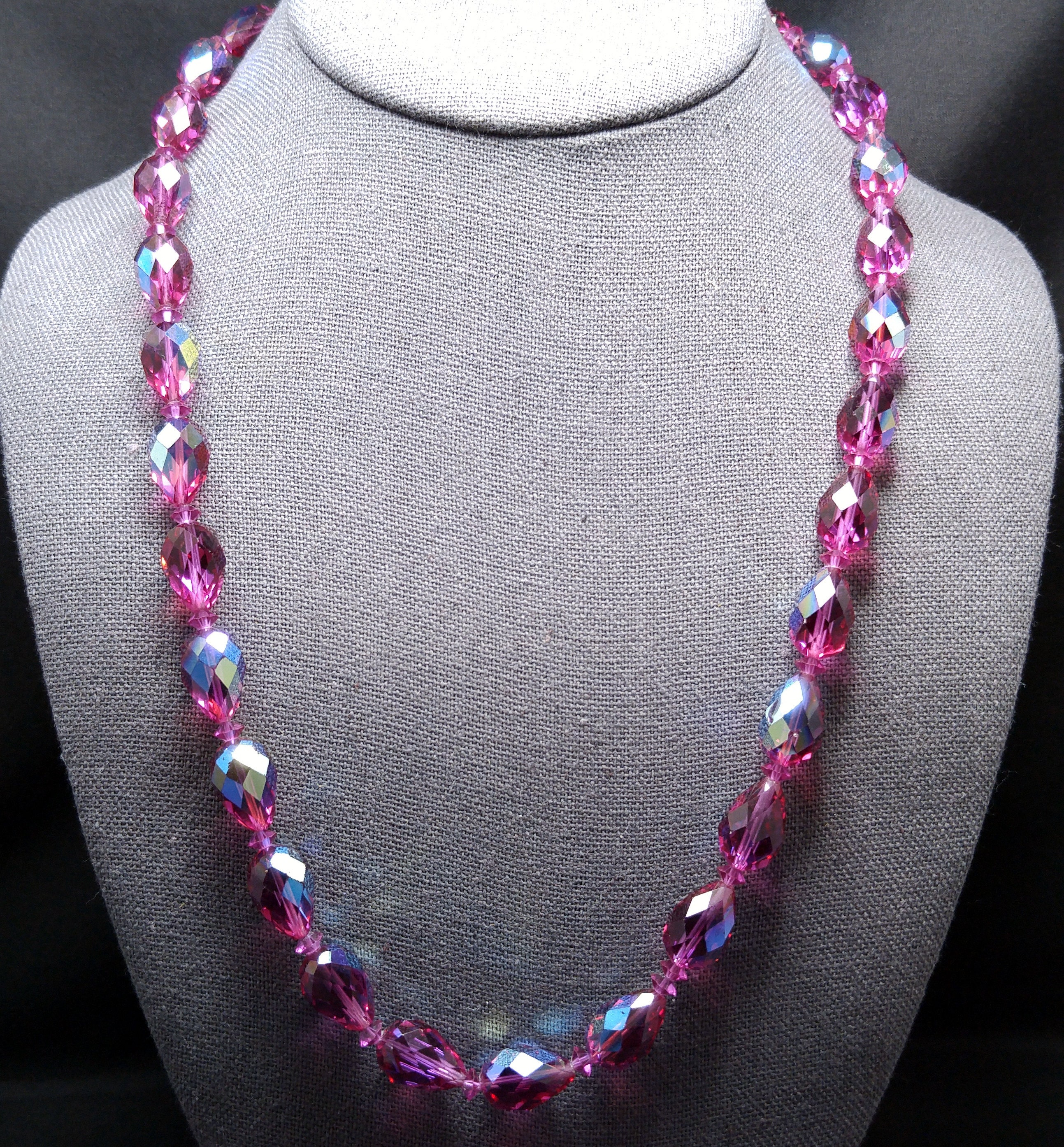 Vendome Hot Pink Crystal Necklace Earrings, 22 Inch Necklace Vendome Hot Pink Crystal Necklace Earrings, 22 Inch Necklace