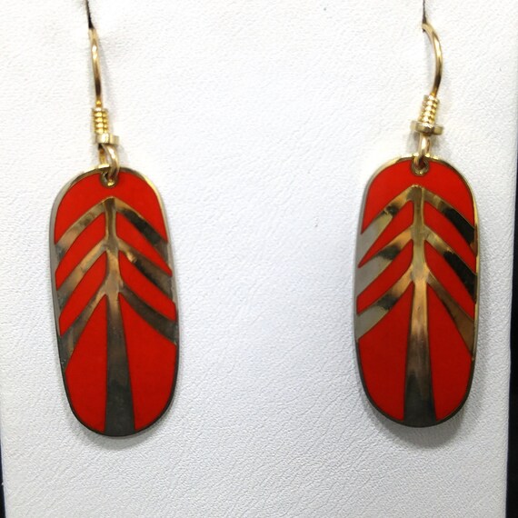 Laurel Burch "Tahoe Arrow" Earrings, Bright Red E… - image 10