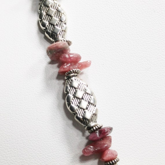 Vintage Raspberry Rhodonite Beaded Necklace, Hand… - image 6