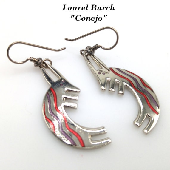 Laurel Burch "Conejo" Rabbit Dangle Earrings, Str… - image 1