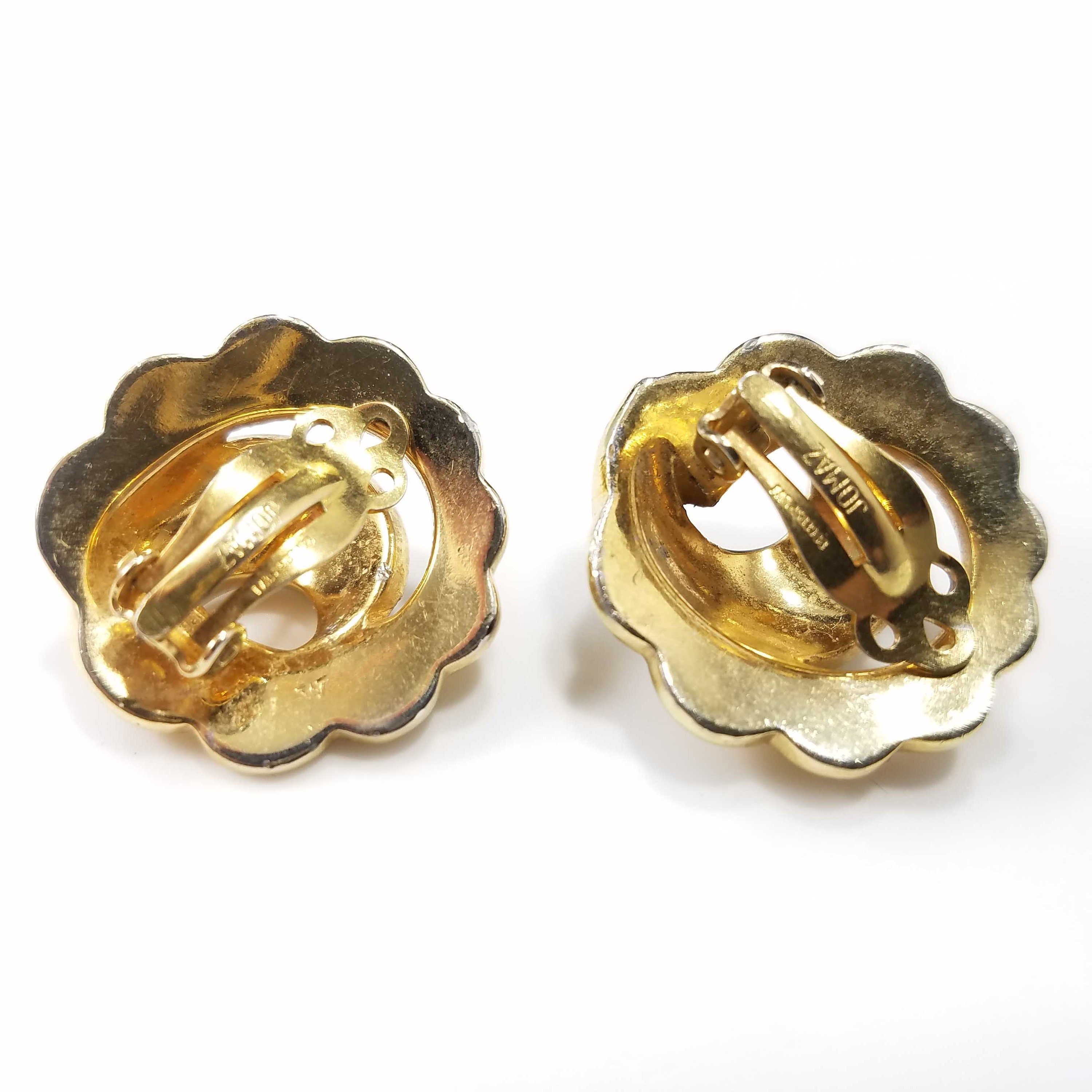 Vintage Jomaz Gold Plated Rhinestone Clip Earrings Vintage Jomaz Gold Plated Rhinestone Clip Earrings