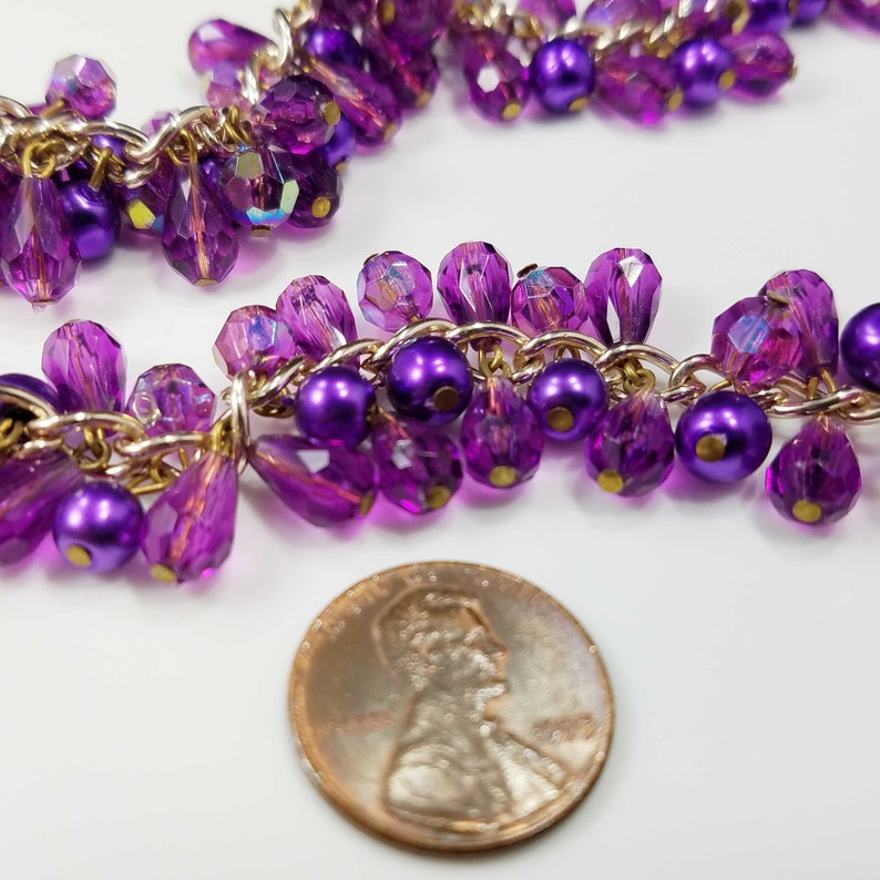 Western Germany Purple Gold Beaded Necklace, 1960s Vintage Jewelry image 10