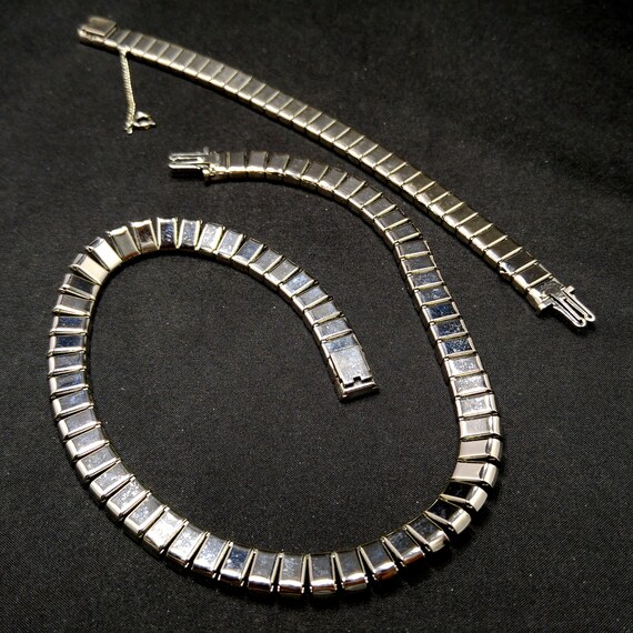 Art Deco Clear Rhinestone Choker Necklace Bracele… - image 8
