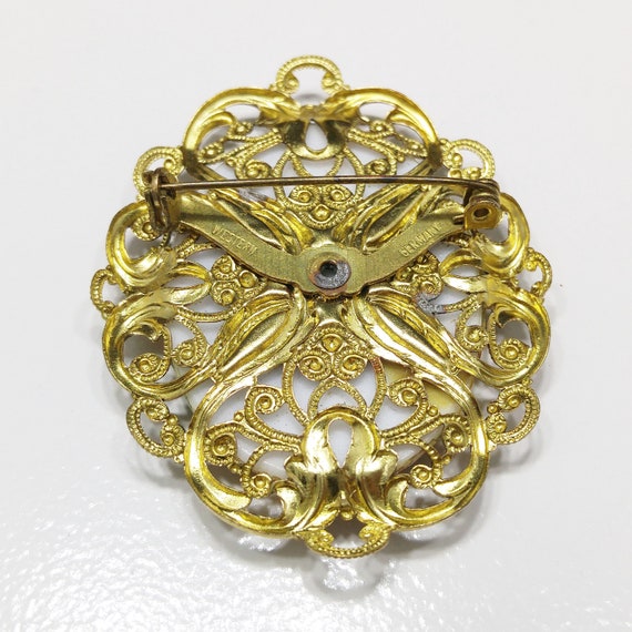 Western Germany Filigree Brooch, 1960s Vintage Jewelry - Gem