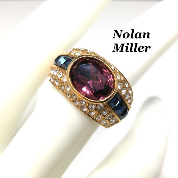 Nolan Miller Purple Gold Plated Ring, US Size 6 3… - image 1