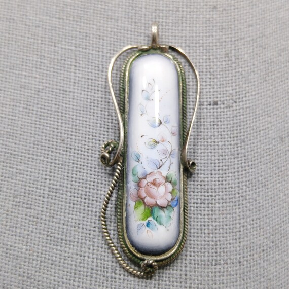 Russian Finift Filigree Hand Painted Floral Victo… - image 4