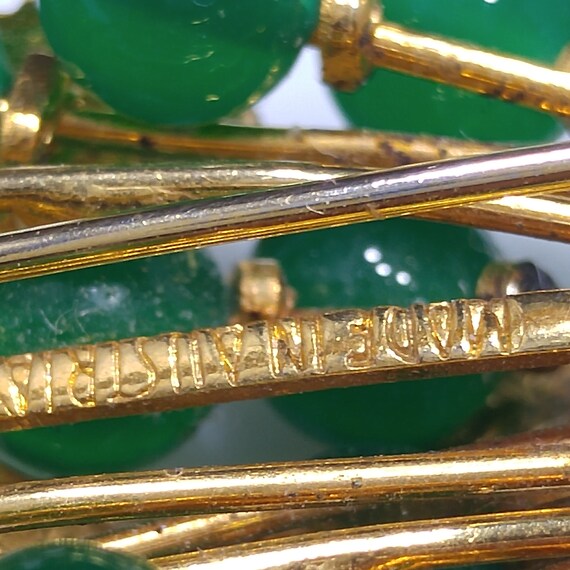 Austrian Green Gold Brooch Clip Earrings Set, Gol… - image 6
