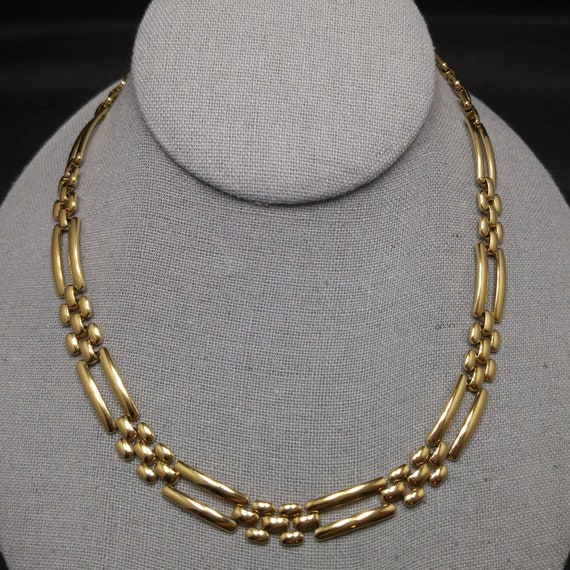 Monet Smooth Link Necklace, Gold Plated, 1980s Vi… - image 3