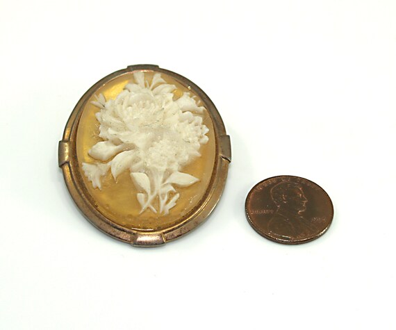 Floral Cameo Style Dress Scarf Clip, Lucite Flowe… - image 10