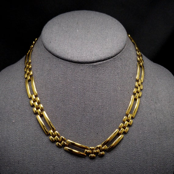 Monet Smooth Link Necklace, Gold Plated, 1980s Vi… - image 4